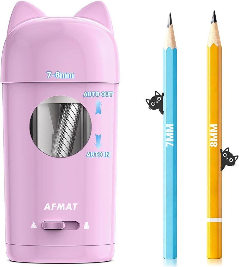AFMAT Electric Pencil Sharpener, Automatic Pencil Sharpener, Auto in & Out, Colored Pencil Sharpeners for φ7-8mm Pencils, Rechargeable & Cordless, Battery Powered for Classroom Home School PSX9 - Image 1